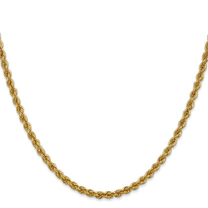 14K Gelbgold 3mm Normal Kordel mit Karabinerverschluss Halskette