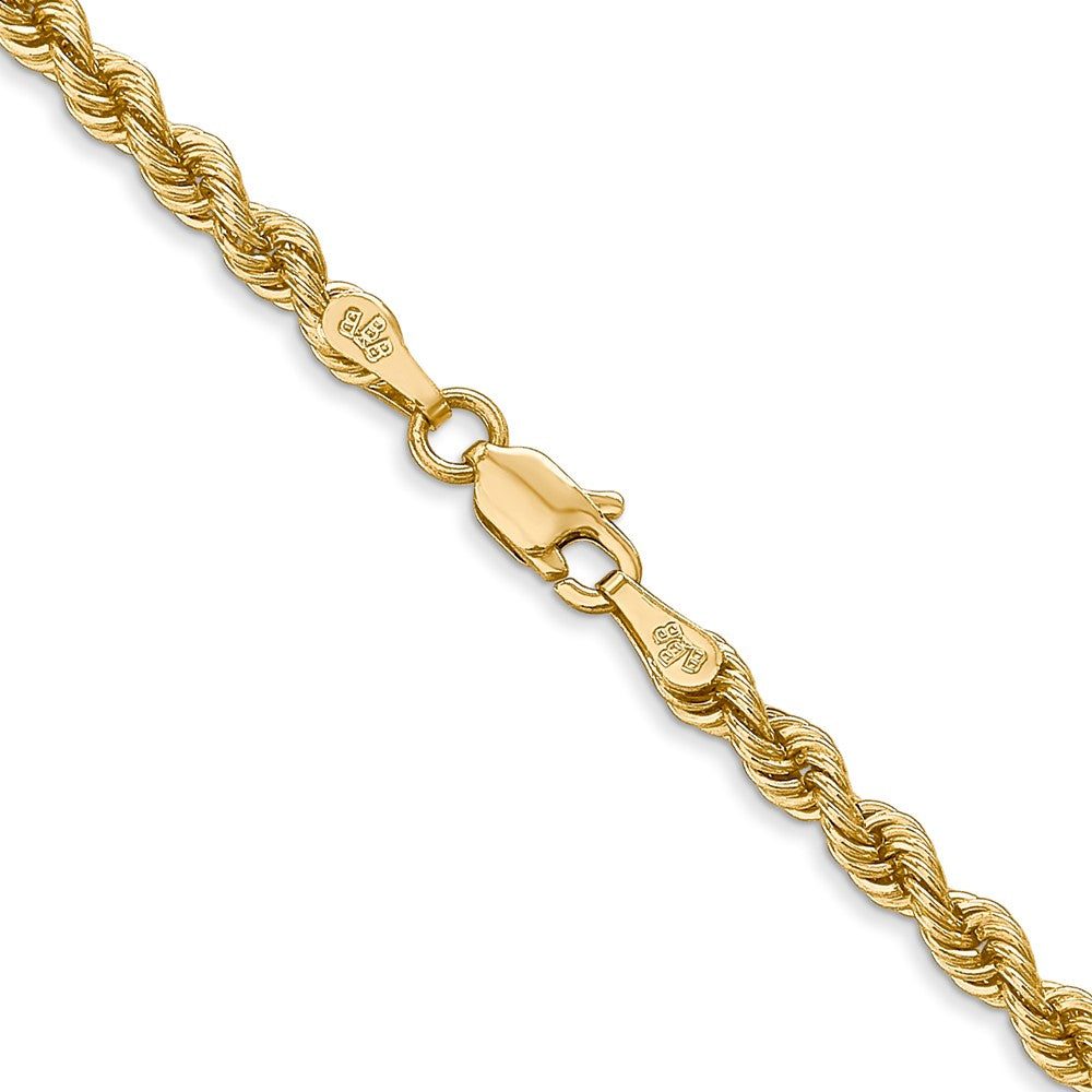 14K Gelbgold 3mm Normal Kordel mit Karabinerverschluss Halskette
