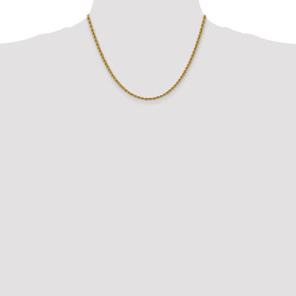 14K Gelbgold 3mm Normal Kordel mit Karabinerverschluss Halskette
