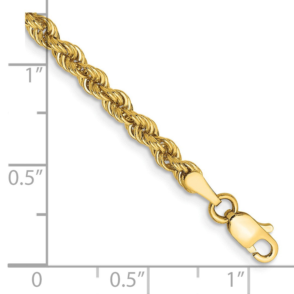 14K Gelbgold 3mm Normal Kordel mit Karabinerverschluss Gliederarmband
