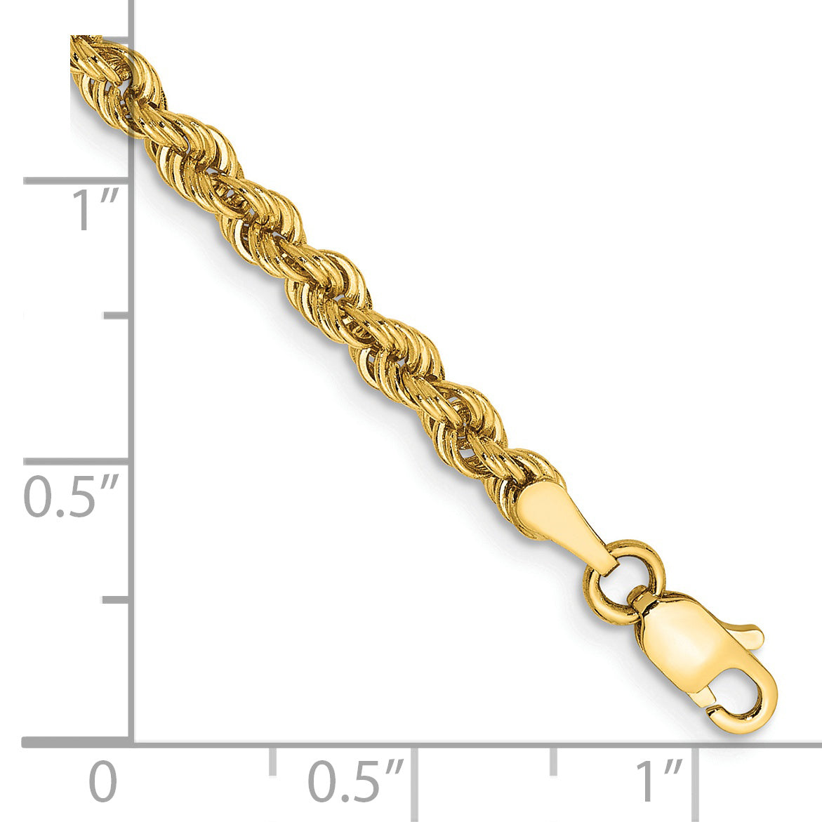 14K Gelbgold 3mm Normal Kordel mit Karabinerverschluss Kette Fußkettchen