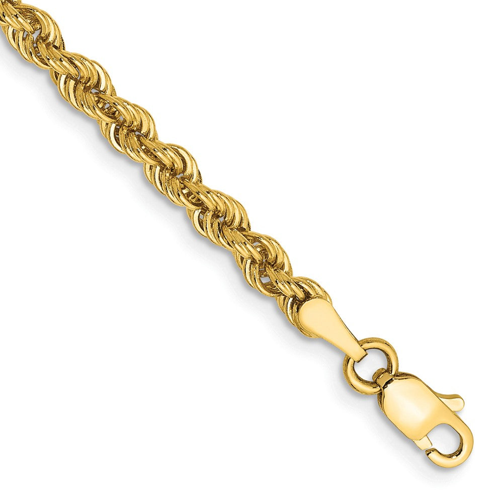 14K Gelbgold 3mm Normal Kordel mit Karabinerverschluss Gliederarmband