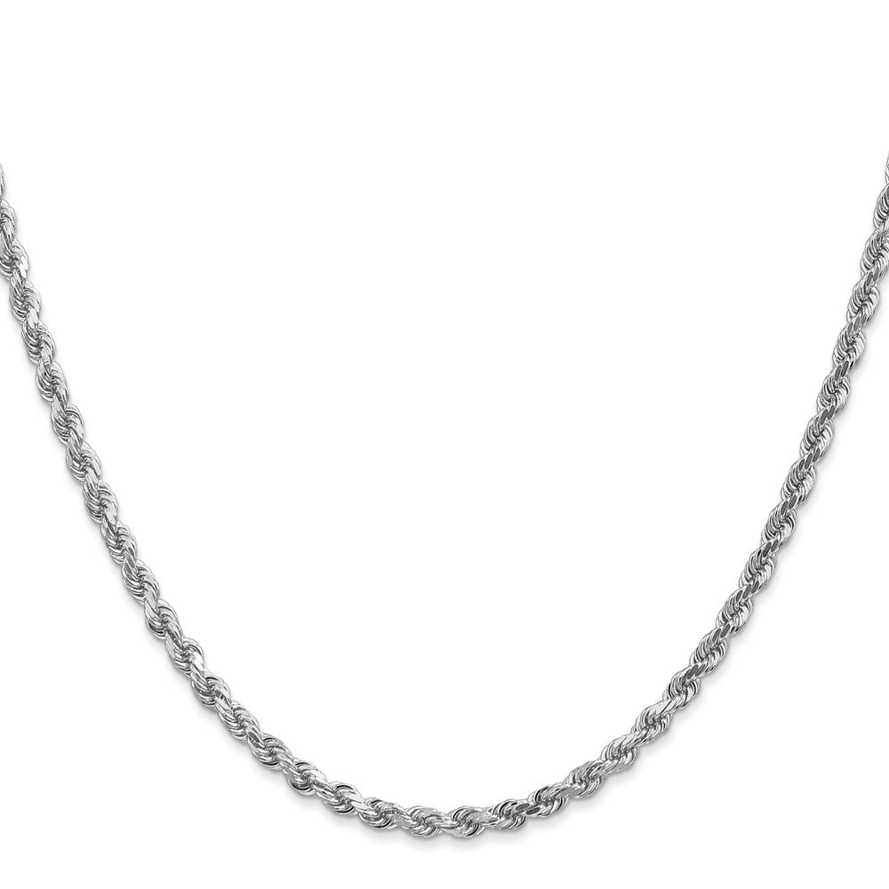 14K Weißgold 3mm Diamantiert Kordel mit Karabinerverschluss Halskette