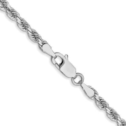 14K Weißgold 3mm Diamantiert Kordel mit Karabinerverschluss Halskette