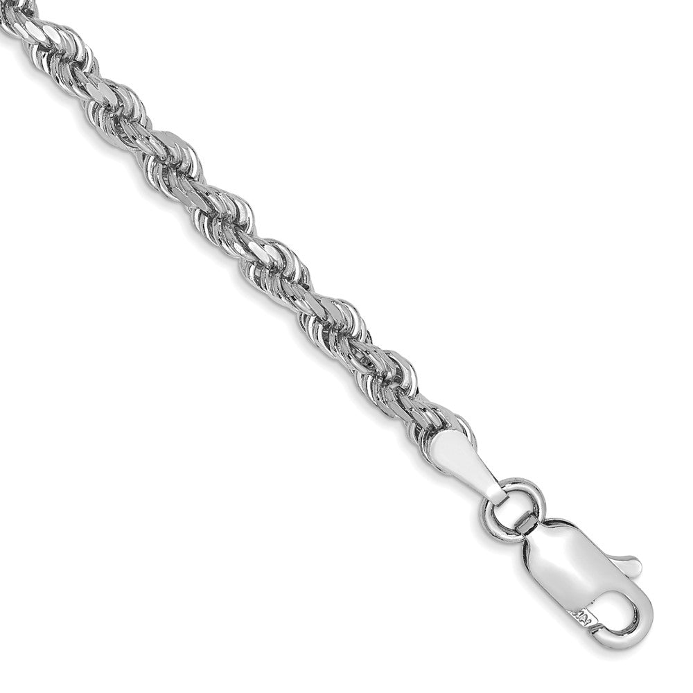 14K Weißgold 3mm Diamantiert Kordel mit Karabinerverschluss Kette Fußkettchen