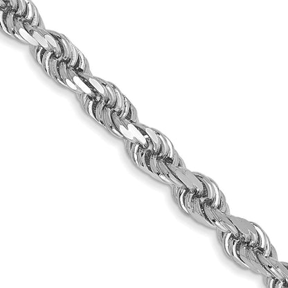 14K Weißgold 3mm Diamantiert Kordel mit Karabinerverschluss Halskette