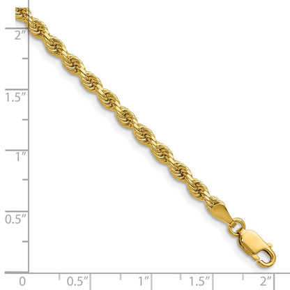 14K Gelbgold 3.25mm Diamantiert Kordel mit Karabinerverschluss Halskette