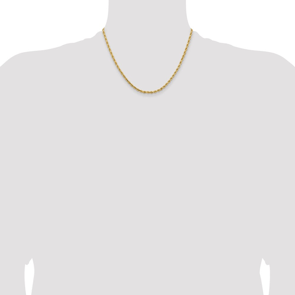 14K Gelbgold 3.25mm Diamantiert Kordel mit Karabinerverschluss Halskette