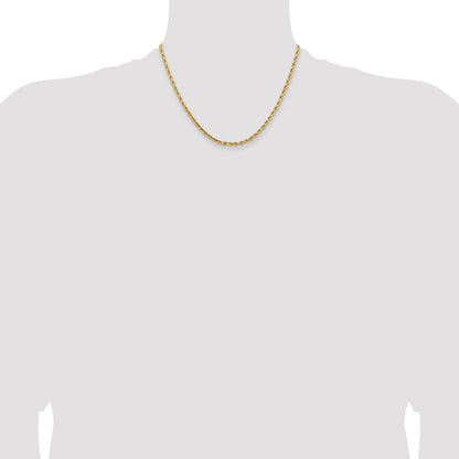 14K Gelbgold 3.25mm Diamantiert Kordel mit Karabinerverschluss Halskette