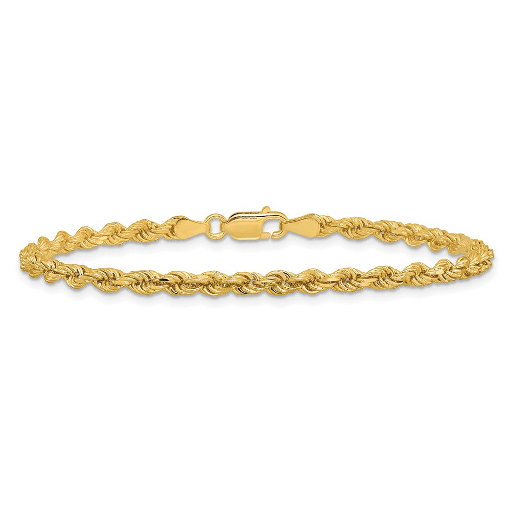 14K Gelbgold 3.25mm Diamantiert Kordel mit Karabinerverschluss Gliederarmband