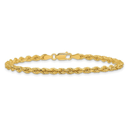 14K Gelbgold 3.25mm Diamantiert Kordel mit Karabinerverschluss Gliederarmband