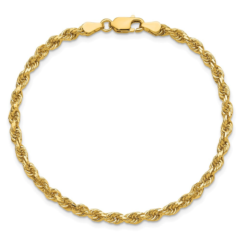14K Gelbgold 3.25mm Diamantiert Kordel mit Karabinerverschluss Gliederarmband