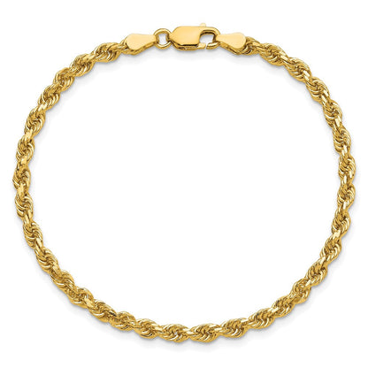 14K Gelbgold 3.25mm Diamantiert Kordel mit Karabinerverschluss Gliederarmband