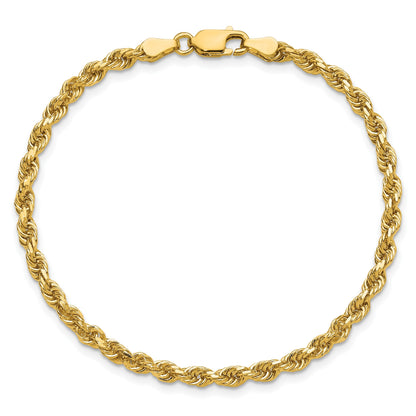 14K Gelbgold 3.25mm Diamantiert Kordel mit Karabinerverschluss Kette Fußkettchen