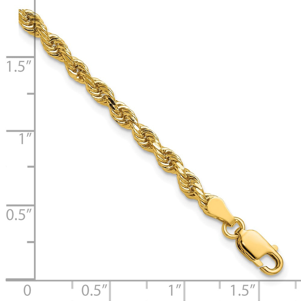 14K Gelbgold 3.25mm Diamantiert Kordel mit Karabinerverschluss Gliederarmband