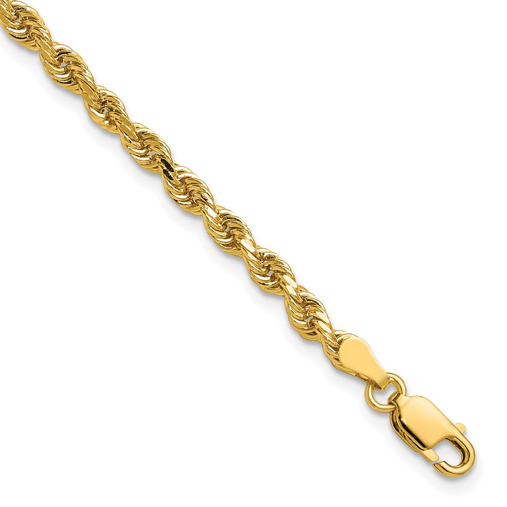 14K Gelbgold 3.25mm Diamantiert Kordel mit Karabinerverschluss Gliederarmband