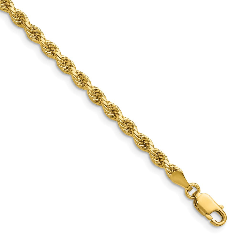 14K Gelbgold 3.25mm Diamantiert Kordel mit Karabinerverschluss Halskette