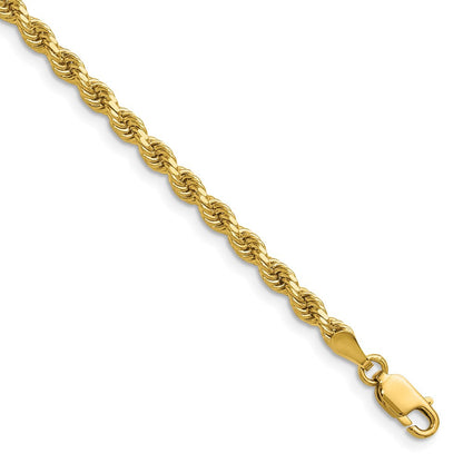 14K Gelbgold 3.25mm Diamantiert Kordel mit Karabinerverschluss Halskette