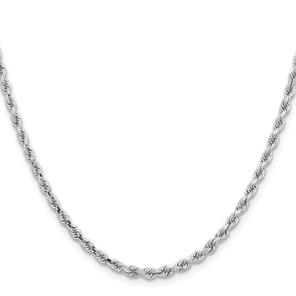 14K Weißgold 3.25mm Diamantiert Kordel mit Karabinerverschluss Halskette