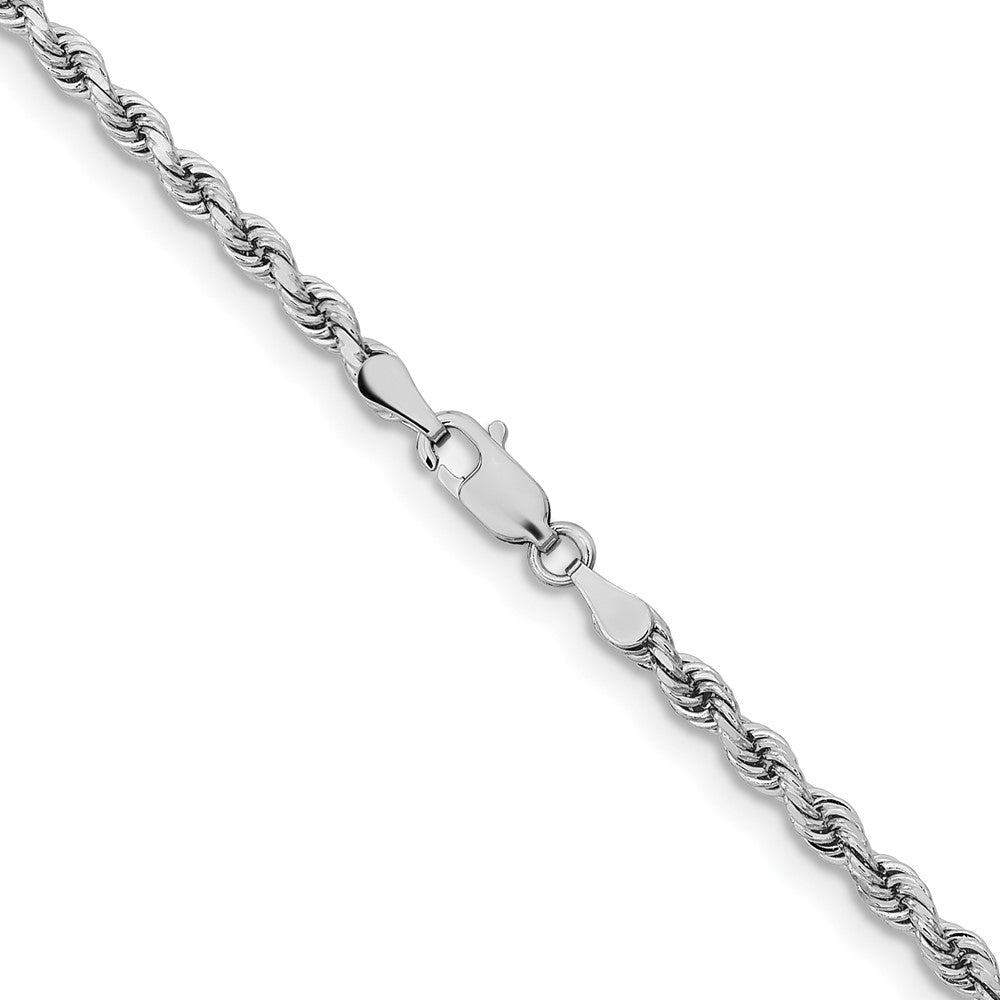 14K Weißgold 3.25mm Diamantiert Kordel mit Karabinerverschluss Halskette