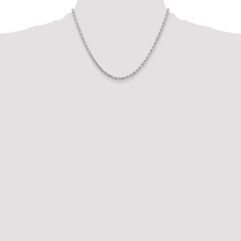 14K Weißgold 3.25mm Diamantiert Kordel mit Karabinerverschluss Halskette