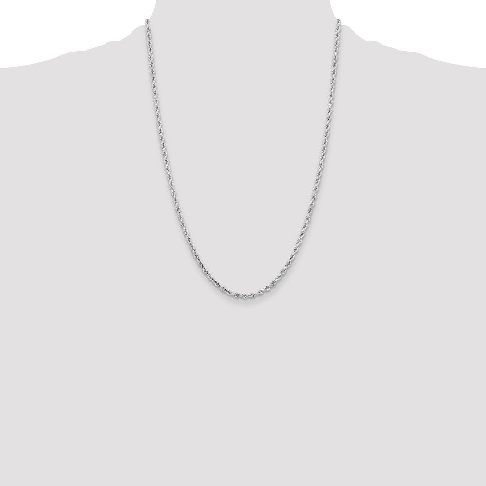 10K Weißgold 3.25mm Diamantiert Kordel Halskette