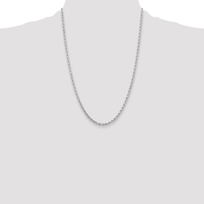 10K Weißgold 3.25mm Diamantiert Kordel Halskette