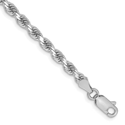 14K Weißgold 3.25mm Diamantiert Kordel mit Karabinerverschluss Gliederarmband