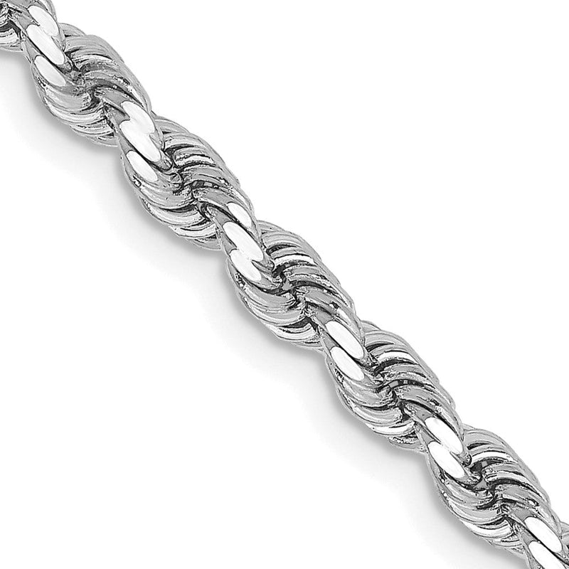 10K Weißgold 3.25mm Diamantiert Kordel Halskette