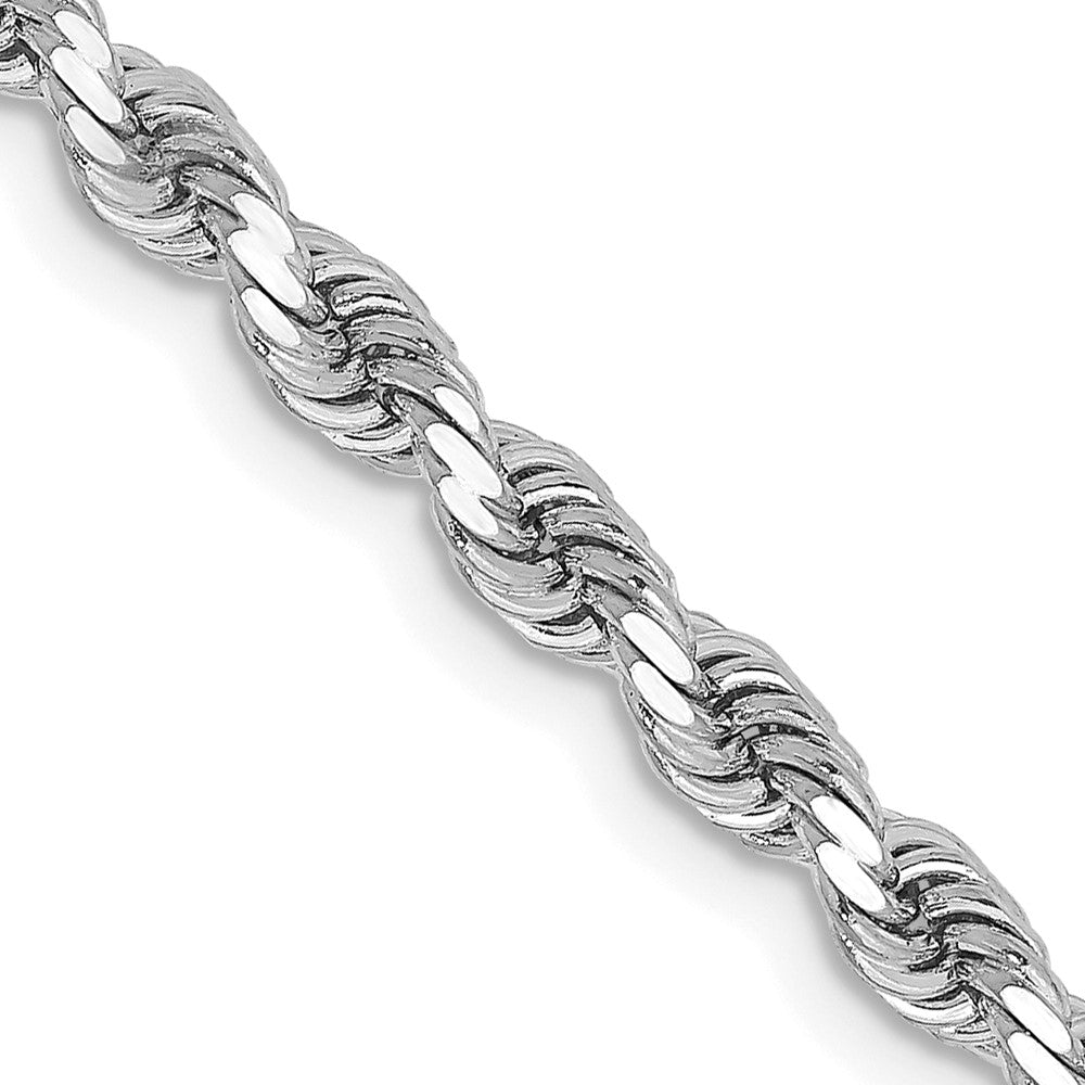 14K Weißgold 3.25mm Diamantiert Kordel mit Karabinerverschluss Halskette