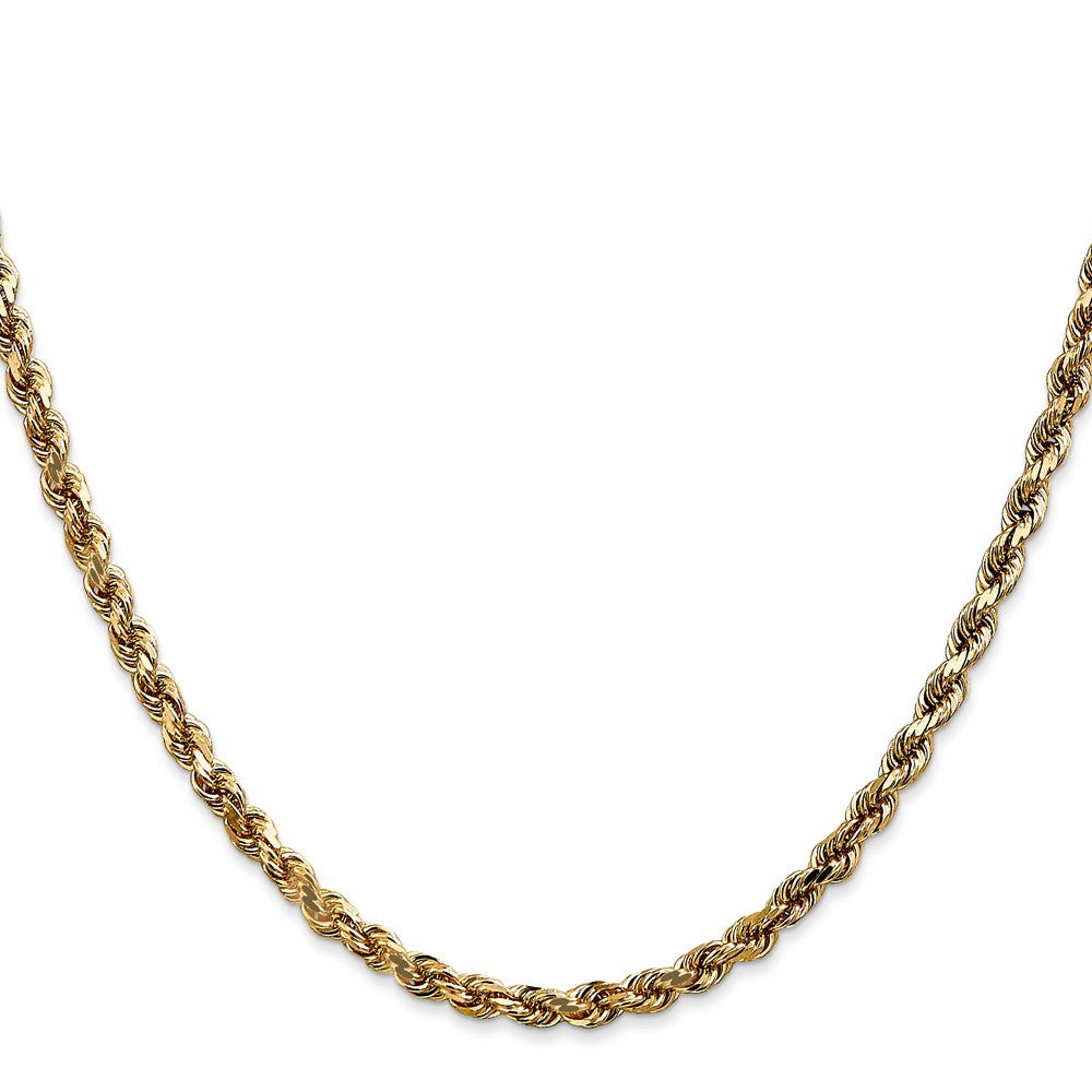 14K Gelbgold 3.5mm Diamantiert Kordel mit Karabinerverschluss Halskette