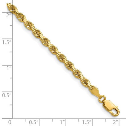 14K Gelbgold 3.5mm Diamantiert Kordel mit Karabinerverschluss Halskette
