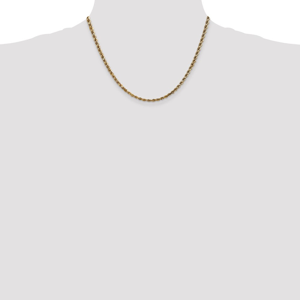 14K Gelbgold 3.5mm Diamantiert Kordel mit Karabinerverschluss Halskette