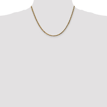 14K Gelbgold 3.5mm Diamantiert Kordel mit Karabinerverschluss Halskette