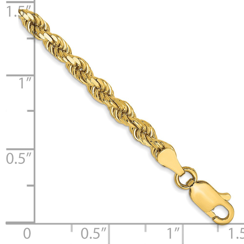 14K Gelbgold 3.5mm Diamantiert Kordel mit Karabinerverschluss Kette Fußkettchen