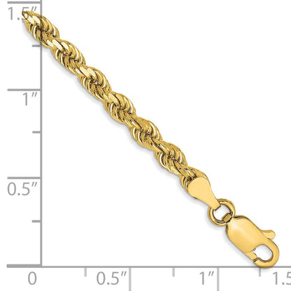 14K Gelbgold 3.5mm Diamantiert Kordel mit Karabinerverschluss Kette Fußkettchen