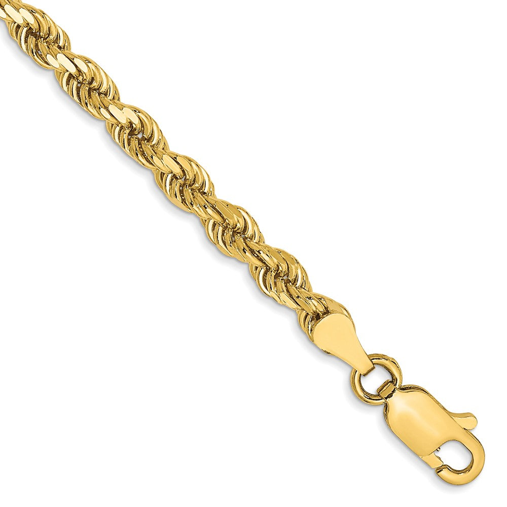14K Gelbgold 3.5mm Diamantiert Kordel mit Karabinerverschluss Gliederarmband