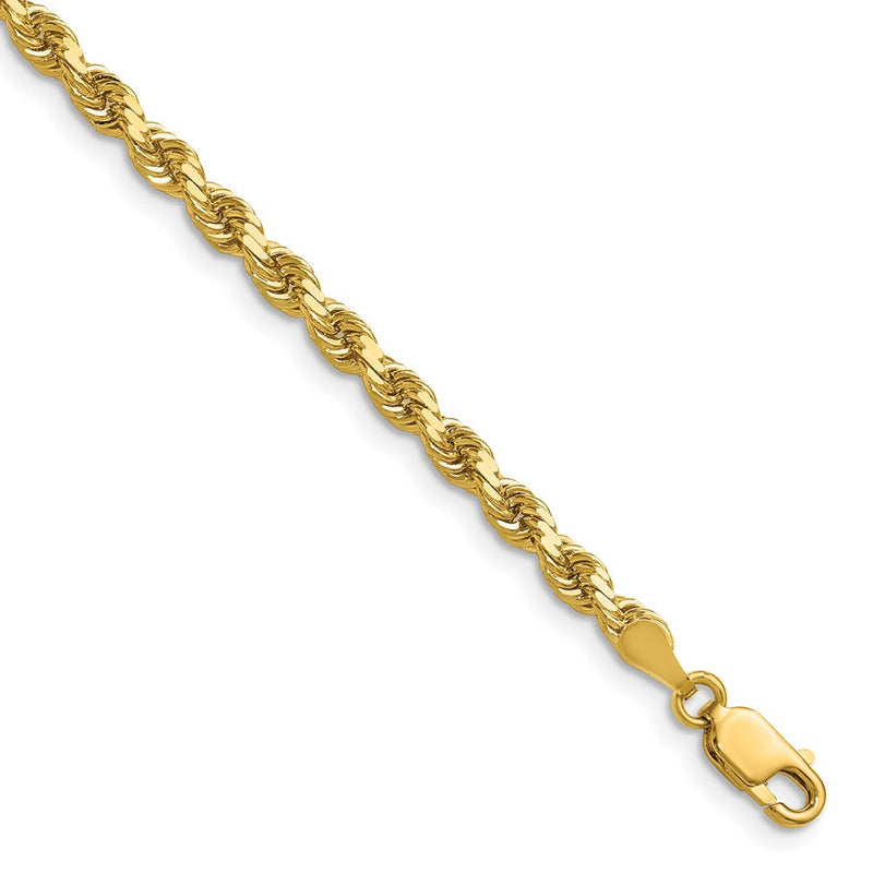 14K Gelbgold 3.5mm Diamantiert Kordel mit Karabinerverschluss Halskette