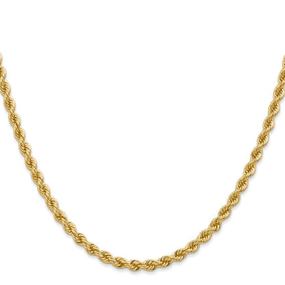 14K Gelbgold 3.65mm Normal Kordel mit Karabinerverschluss Halskette