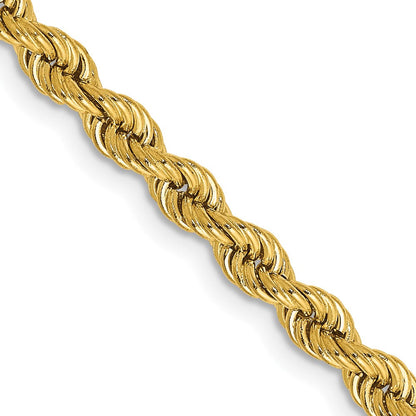 14K Gelbgold 3.65mm Normal Kordel mit Karabinerverschluss Halskette