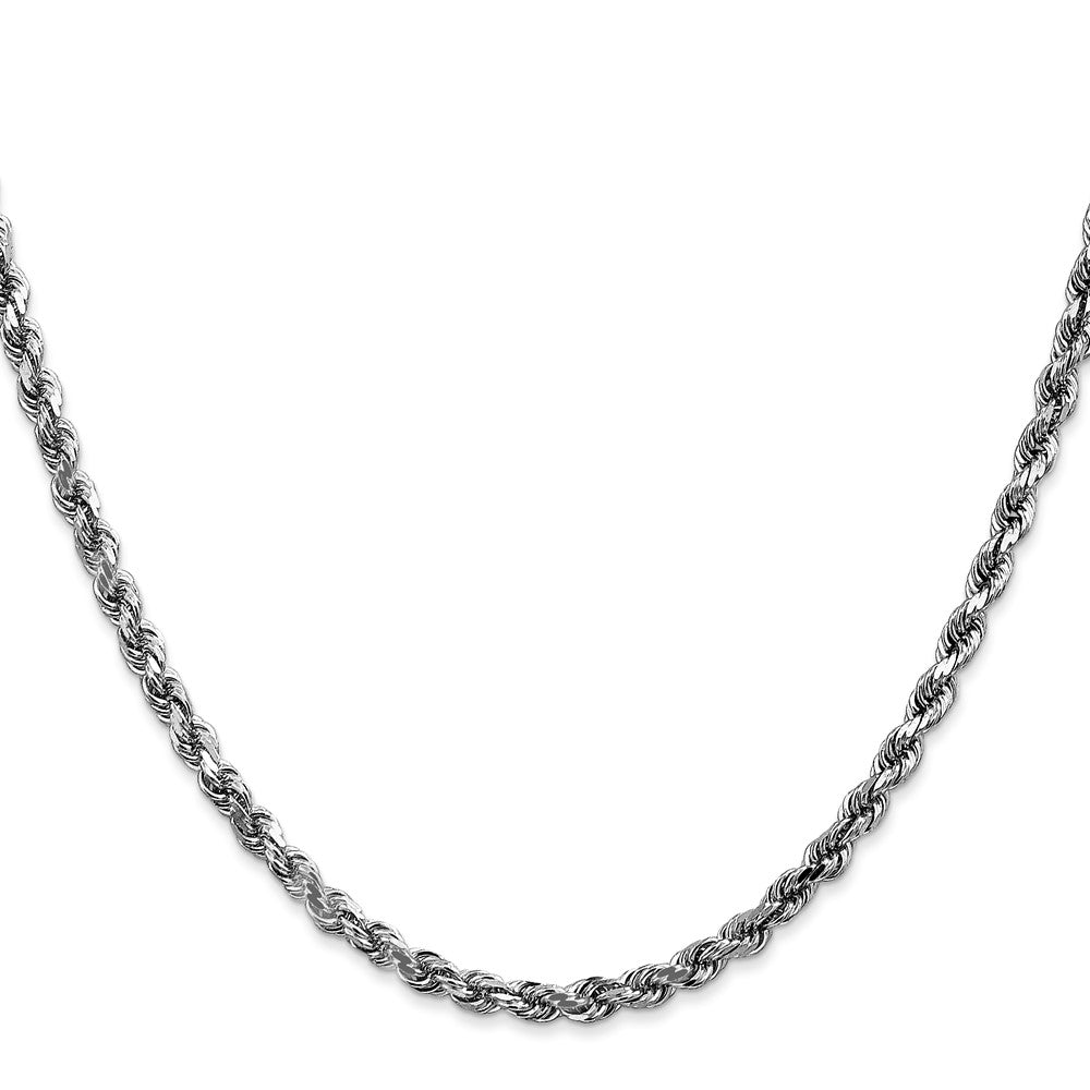 14K Weißgold 3.5mm Diamantiert Kordel mit Karabinerverschluss Halskette