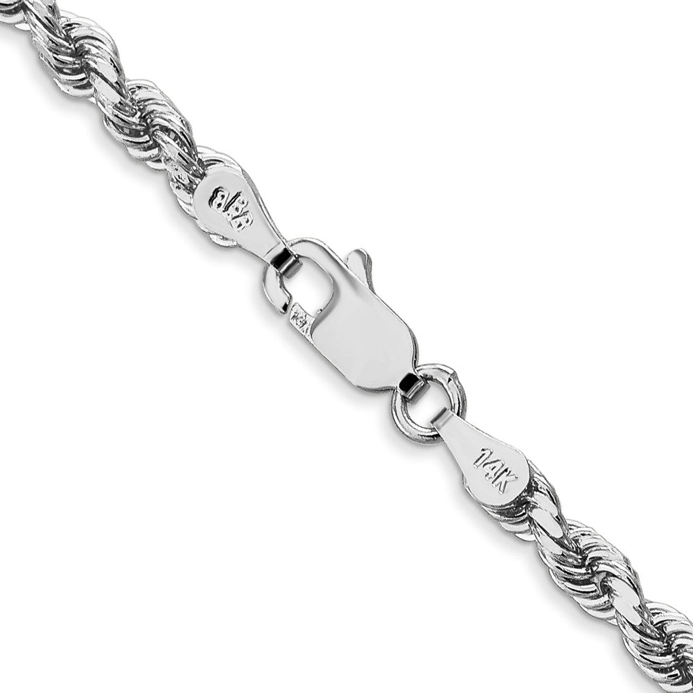 14K Weißgold 3.5mm Diamantiert Kordel mit Karabinerverschluss Halskette
