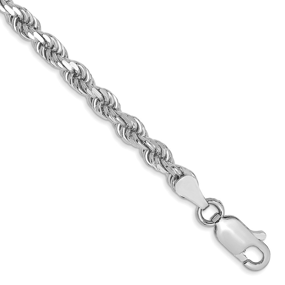 14K Weißgold 3.5mm Diamantiert Kordel mit Karabinerverschluss Gliederarmband