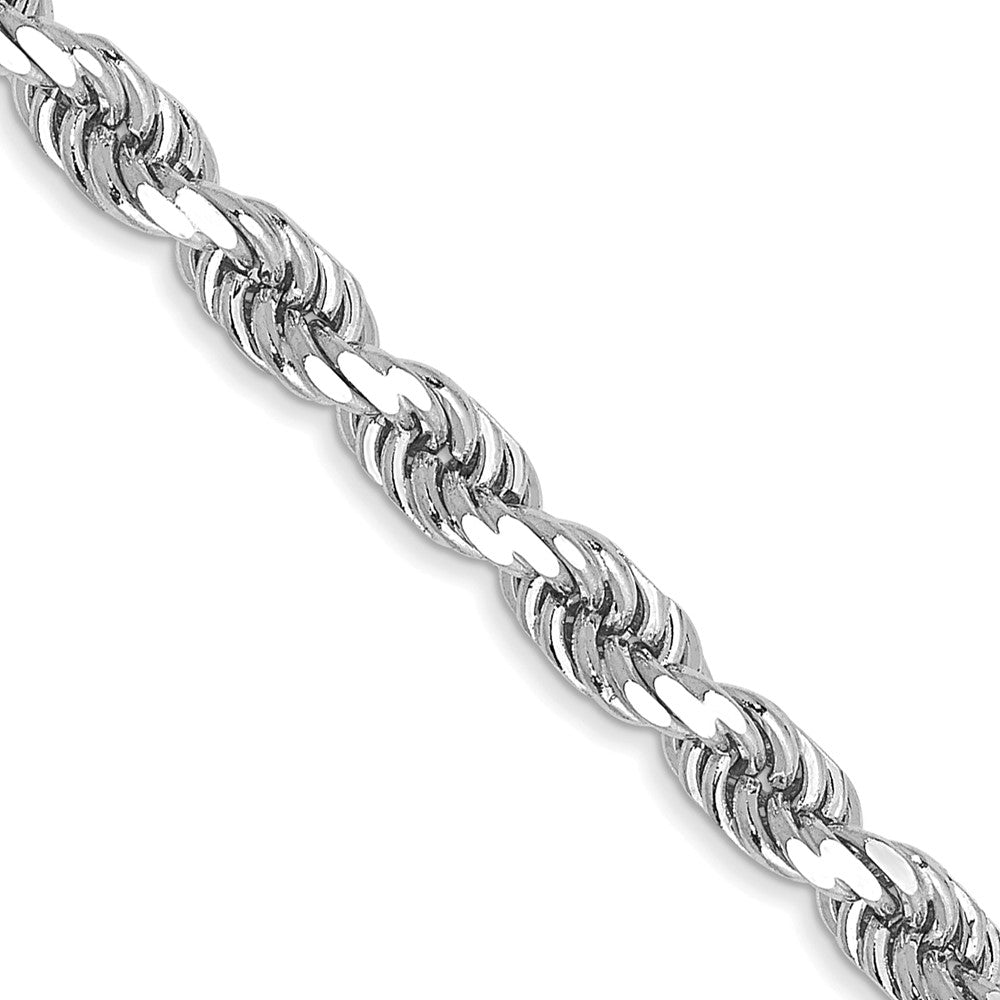 14K Weißgold 3.5mm Diamantiert Kordel mit Karabinerverschluss Halskette
