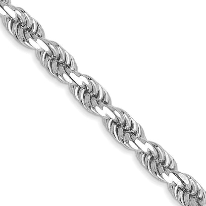 14K Weißgold 3.5mm Diamantiert Kordel mit Karabinerverschluss Halskette