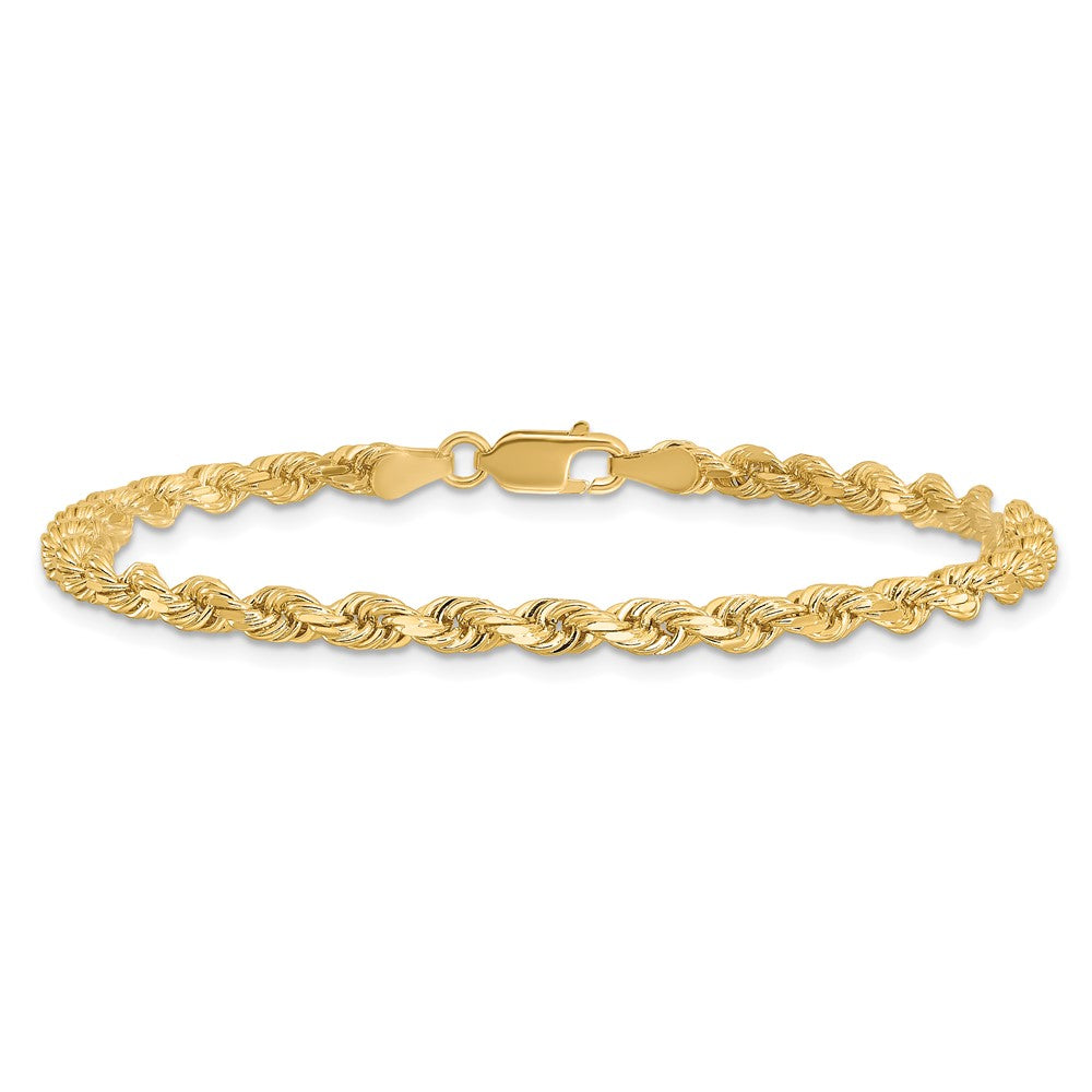 14K Gelbgold 3.5mm Diamantiert Kordel mit Karabinerverschluss Kette Fußkettchen