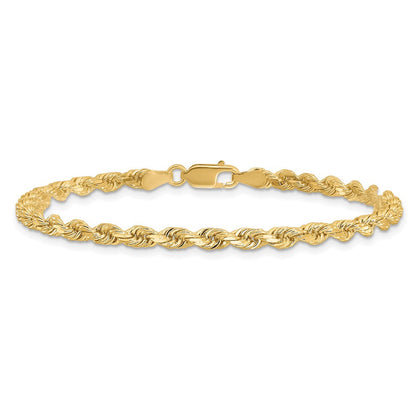14K Gelbgold 3.5mm Diamantiert Kordel mit Karabinerverschluss Kette Fußkettchen
