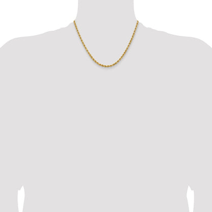 14K Gelbgold 3.75mm Diamantiert Kordel mit Karabinerverschluss Halskette