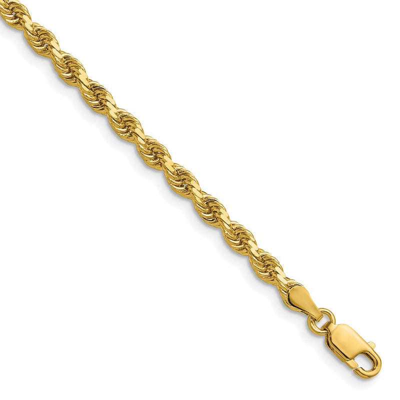 14K Gelbgold 3.75mm Diamantiert Kordel mit Karabinerverschluss Halskette