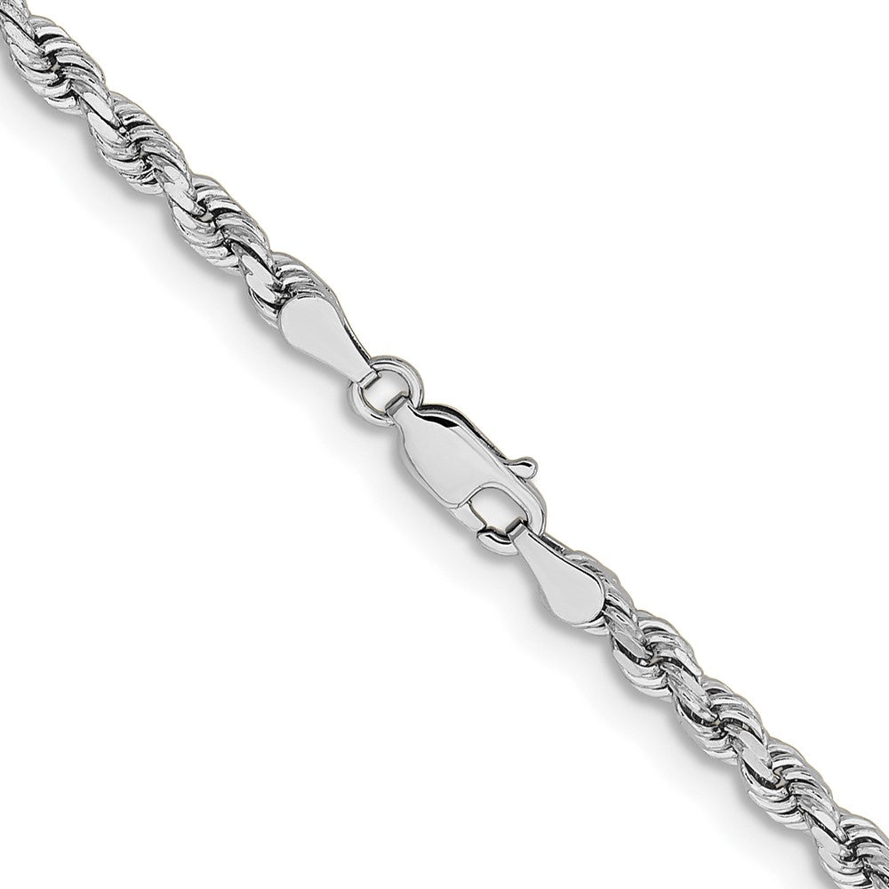 14K Weißgold 3.75mm Diamantiert Kordel mit Karabinerverschluss Halskette